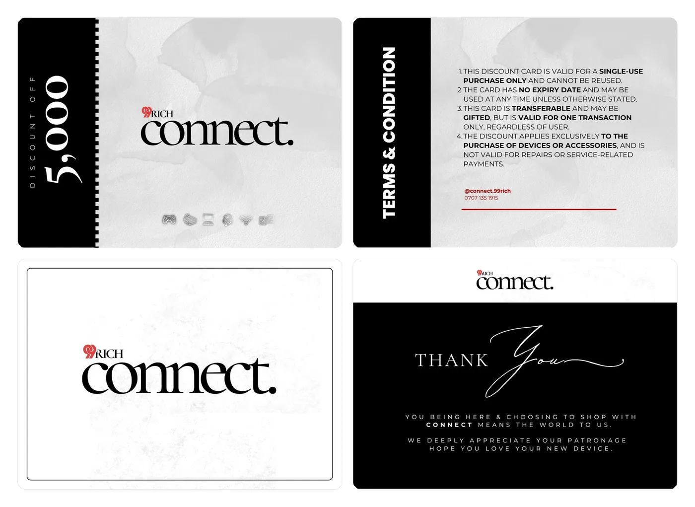 Discount and thank-you cards
